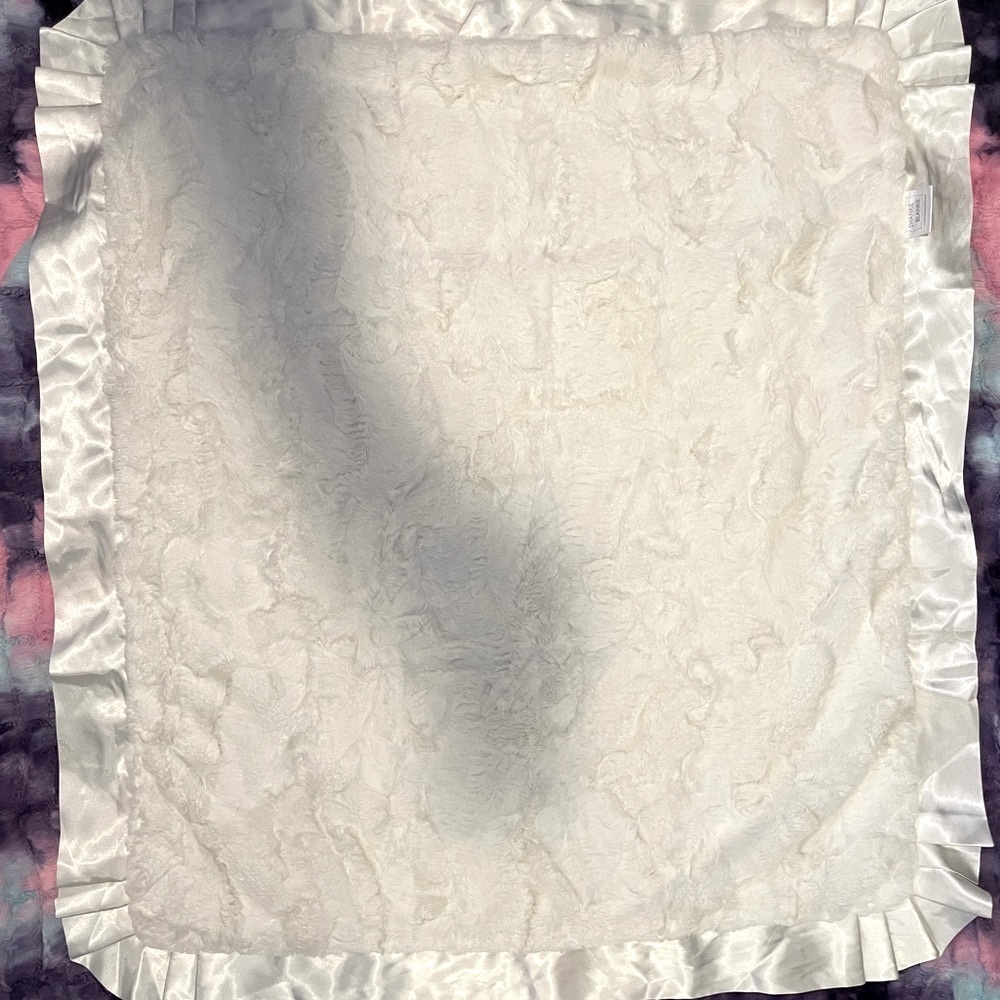 White Minky and Satin Blanket
